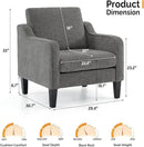 VINGLI Accent Chairs for Living Room Chairs Reading Chair Mid Century Modern Chair Soft Chenille Sofa Chair Upholstered Arm Chair Comfy Chair Side Chair (Light Grey Chenille) by CozyNest Decor
