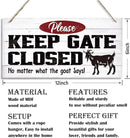 Warning Signs, Keep Gate Closed Goat Sign, Decorative Wood Hanging Wood Plaque, Warning Animal Goat Sign, Funny Novelty Caution Goat Sign for Farm Fence Decor, Farmhouse Home Decor, Gate Sign by CozyNest Decor