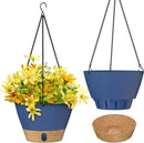 ZMTECH 2 Pack 10 Inch Hanging Planters for Outdoor Plants, Hanging Pots for Plants Indoor with Visible Water Level, Hanging Flower Basket with Drainage Holes & Removable Tray(Blue) by CozyNest Decor