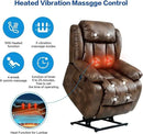 MAEVIS Power Recliner Chair, Lay Flat Sleeping Lift Chairs Recliner for Elderly with Heat and Massage,Comfy Real Breathable Leather Recliners with Dual OKIN Motor for Living Room (Ochre) by CozyNest Decor