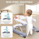Foldable Baby 5-in-1 Activity Walker - Rocker, Activity Center, Bouncer, Seat, Push Walker - Adjustable Speed Rear Wheels and Height Toys Ages 6-18 Months (Grey) by TinyTreasures Baby Boutique