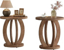 Tribesigns End Table, Round Side Table with Storage, Farmhouse Nightstand Bedside with Round Tabletop, Accent End Table for Living Room Bedroom Small Space, Wooden Accent Furniture (2, Brown) by CozyNest Decor