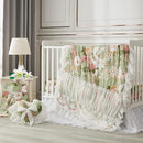 Brandream Crib Bedding Sets for Girls Garden Floral Nursery Set 3-Piece | Ruffled Baby Comforter, Crib Sheet and Tulle Lace Crib Bed Skirt, Green White by TinyTreasures Baby Boutique