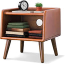 Small Bedside Table - 100% Solid Oak Wood Nightstand with Open Design - Small Side End Table for Bedroom Living Room, Easy Assembly (Walnut Color) by CozyNest Decor