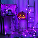 Brizled Purple Halloween Lights, 33ft 100 LED 5mm Wide Angle Halloween String Lights, 120V UL Certified Connectable Light String Purple Mini Light for Party Indoor Outdoor Tree Decoration, Black Wire by TinyTreasures Baby Boutique