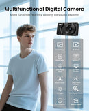 Digital Camera with Front Rear Lens, Autofocus 64MP 4K Camera for Photography with 32GB Card, Portable Compact Point and Shoot Camera for Teens Adult Beginner with Metal Shell, 2000mAh Battery by TinyTreasures Baby Boutique