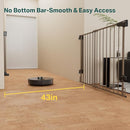 Cumbor 29.2-43" No Bottom Bar Baby Gate for Stairs, 2-in-1 Hardware Mounted Dog Gate Indoor, Pet Gate for Doorways with Large Walk Thru Door, Child-Proof Safety Gate for Top & Bottom of Stairs (Brown) by TinyTreasures Baby Boutique