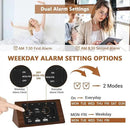 Kogonee Wooden Digital Alarm Clock, 0-100% Dimmer, 2 Alarm Settings, Weekday/Everyday Mode, 9 Mins Snooze, 12/24H, Temperature and Date Display for Office, Travel, Bedroom Alarm Clock (Brown) by CozyNest Decor