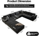 157.5" Cloud Couch Oversized Modular Sectional Sofa for Living Room,Modern Sofa with Deep Seat，8 Seater Boneless Couch with 2 Ottoman,Comfy Upholstered Couches for Apartment, Studio, Office,Black by CozyNest Decor