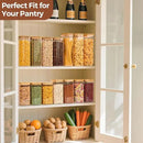ComSaf Airtight Glass Storage Canister with Wood Lid (1.6 Qt), Clear Food Storage Container Jar with Sealing Lids for Oat Pasta Flour Cereal Rice Sugar Tea Coffee Beans, Set of 3 Square Cookie Jar by CozyNest Decor