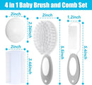 Baby Hair Brush and Comb Set, 4Pcs Baby Soft Bristles Brush Cradle Cap Brush Hair Comb for Newborns Toddlers Boys Girls (Grey) by TinyTreasures Baby Boutique