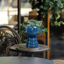 Face Planter Pot Head 7 Inch - Cute Ceramic Head Planter for Indoor Outdoor Plants Unique Flower Pot with Drainage Hole Gift Ideas for Christmas Blue by GreenHaven Gardens