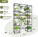 Plant Stand Indoor with Grow Lights Large Plant Shelf Plant Cabinet Hanging Plant Rack Metal Plant Holder for Multiple Plants for Living Room Patio Balcony Garden Black by GreenHaven Gardens