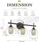 Bathroom Light Fixtures, 3-Light Black and Gold Vanity Lights Over Mirror, Farmhouse Wall Sconce Lighting with Clear Glass and Honeycomb Metal Shade, AD-22001-3W-BK by CozyNest Decor