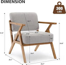 Ergonomic Mid-Century Modern Lounging Armchair | Solid Wood Frame & Plush Thickened Cushion | Versatile Seating for Living Room, Reading Nook & Balcony, Light Grey Linen by CozyNest Decor