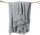 lifein Throw Blanket for Couch, Soft Boho Decor Bed Throw,Cozy Grey Knitted Chenille Small Farmhouse Lightweight Throw for Spring(Light Grey,50 * 60") by CozyNest Decor