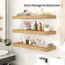 Heimlove 24 x 12 Inch Deep Floating Shelves Wall Mounted with Invisible Brackets,Storage Hanging Shelf for Wall Decor in Bathroom, Bedroom, Toilet, Kitchen, Living Room, Office Set of 2 (Oak) by CozyNest Decor