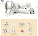 KORIMEFA 11 in 1 Toddler Slide and Swing Set, Kids Slide for Toddlers, Outdoor Indoor Playground for Toddlers 1-3, Toddler PlaySet with Basketball Hoop and Ball Golf Set, Climbing Arch(Grey) by TinyTreasures Baby Boutique