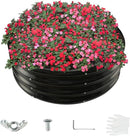 32 Inch Diameter Black Galvanized Garden Raised Bed/Plant Box/Fire Ring - 0.8mm Thick,12 Inch Tall, Perfect for Planting a Variety of Flowers,Herbs,Vegetables (2.7 FT Diameter, Round) by GreenHaven Gardens