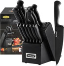 McCook® Knife Sets,German Stainless Steel Knife Block Sets with Built-in Sharpener, Black by CozyNest Decor