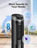 Grelife Tower Fan with Remote Control, Fast Cooling Desktop Fan, 90° Oscillation, 3 Speeds, 3 Wind Modes, Touch Screen, Auto Timer, Ideal for Home, Office Bedroom by CozyNest Decor