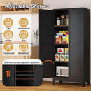 Metal Pantry Cabinet with 2 Doors and Adjustable Shelves, 61"Kitchen Storage Cabinet with Gold Handles, Versatile Storage for Laundry, Living, Bathroom, Dining, Utility Room - Black by CozyNest Decor