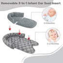 Infant Car Seat Insert, HNHUAMING Baby Car Seat Head & Body Support with 2 Strap Pads, Ultra Soft Newborn Preemie Carseat Insert Cushion for Girls Boys, Fits Car Seat, Stroller, Swing, Bouncer, Gray by TinyTreasures Baby Boutique