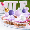 75 Pieces Cake Balls Topper Decorations Foam Cupcake Topper Mini Balloon Balls Cake Picks for Deco Birthday Party Wedding（Purple, Light Purple,Gold, White） by TinyTreasures Baby Boutique