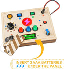Joyreal Montessori Busy Board Wooden Sensory Toys for Toddler with LED Light Up Switch, Baby Fidget Board Travel Toys for 18+ Months, 1 2 3 Year Old Boys Girls Toddler Toy Gifts (Mixed Lights) by TinyTreasures Baby Boutique