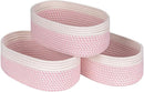 Off White&Mixed Pink Shelf Basket to Store and Organize Household Items/Baskets&Bins for Daily Storage &Organizing/Woven Rope Basket for Bedroom,Playroom/Small Oval-13x8.66x5.11’’,3 Packs by TinyTreasures Baby Boutique