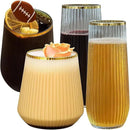 24 Pack Ribbed Origami Ripple Plastic Glasses, 12-9 Ounce Stemless Champagne Flutes & 12-12 Ounce Cups, BPA-Free Disposable Shatterproof Toasting Glasses for Weddings, Bars, and Events (Gold Rim) by CozyNest Decor