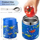 17oz Soup Thermo for Hot Food Kids,Insulated Food Jar with Spoon,Thermo Hot Food Lunch Container,Wide Mouth Leakproof Stainless Steel Lunch Box for School-Dinosaur by TinyTreasures Baby Boutique