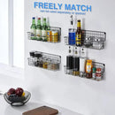 Spice Rack Wall Mount, Spice Organizer for Cabinet & Pantry Door, Set of 4 Hanging Spice Rack Saving Space for Kitchen, Black by CozyNest Decor