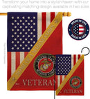 Home of Marine Corps Burlap Garden Flag - Set with Stand Armed Forces USMC Semper Fi United State American Military Veteran Retire Official House Banner Cemetery Yard Rememberance Veterans Day Gifts by GreenHaven Gardens