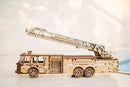 Wood Trick Rescue Firetruck Movable - Rotating Extendable Ladder - 3D Wooden Puzzles for Adults and Kids to Build - Rides up to 20 ft - Wooden Models Engineering DIY Project Mechanical Model Kit by TinyTreasures Baby Boutique