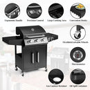 ROVSUN 3-Burner Propane Gas BBQ Grill with Side Burner & Enameled Cast Iron Grates, 46,000 BTU Barbecue Grill with Wheels for Outdoor Patio Backyard Cooking Grilling, Black by GreenHaven Gardens