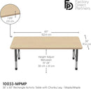 Factory Direct Partners FDP Rectangle Activity School and Classroom Kids Table (36 x 60 inch), Toddler Leg, Adjustable Height 15-24 inches - Maple Top and Maple Edge by CozyNest Decor