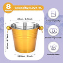 Amyhill 8 Pack Stainless Steel Ice Bucket 5.3 Quart/ 5 Liter with Handle Large Insulated Champagne Buckets Beer Bucket for Cocktail Bar Wine Parties Chilling Wine Champagne Home(Gold) by CozyNest Decor