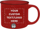 DISCOUNT PROMOS Custom Ceramic Campfire Coffee Mugs 13 oz. Set of 50, Personalized Bulk Pack - Perfect for Tea, Espresso, Cappuccino, Hot Cocoa - Red by TinyTreasures Baby Boutique
