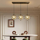 Glass Glam Chandelier 3 Lights Star Pendants Light Fixture for Dining Table Kitchen Island Modern Ceiling Hanging Lights Included LED Warm Light Bulbs Oiled Bronze by CozyNest Decor