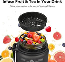 32oz Motivational Water Bottles with Time Marker & Fruit Strainer, Transparent Gradient Color Water Bottle with Times to Drink, Leakproof & BPA Free, Reusable Bottle with Strap (No Straw) by CozyNest Decor