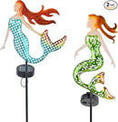 ARTER Solar Garden Stake Lights, Metal Mermaids Ocean Nautical Outdoor Waterproof Solar Pathway Lights with 3.6 Feet 22 LED Fairy Lights for Yard Patio Lawn Poolside, 37 Inches Tall (Pack of 2) by GreenHaven Gardens