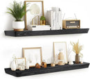 36"x6.8"x1.6" Slanted Floating Wall Shelves 2-Pack - Rustic Black Finish, Heavy-Duty Solid Wood Design with Hidden Brackets - Perfect for Living Room, Kitchen, Bathroom, or Office by CozyNest Decor
