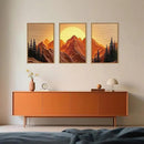 Large Mountain Framed Canvas Wall Art Set, Abstract Ridge Sun Painting, Boho Sunset Scenery Wall Decor,Modern Natural Landscape Art Print for Living Room,Bedroom,Office-16 x24 x3 by CozyNest Decor