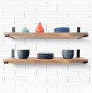 Rustic Shelves with J-Brackets Set of 2, Industrial Shelf, Kitchen Shelves, Solid Wood, Decorative Wall Storage, Heavy Duty, URBANDI (Brown, 24Wx10D) by CozyNest Decor