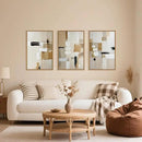 Large Abstract Beige Framed Canvas Wall Art Set, Neutral Textures Wall Decor, Warm Minimalist Shapes Wall Painting, Modern Neutral Art Prints for Living Room, Bedroom, Office - 16"X24"X3 by CozyNest Decor