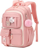 Kids Backpack for Girls School Bags for Middle School Students Book Bag for Elementary Primary Kawaii Ita Backpack, Pink and Beige by TinyTreasures Baby Boutique