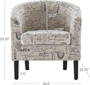 BELLEZE Accent Barrel Chair Set of 2, Linen Round Chair Club Tub Sofa Corner Chair with Flared Legs and Cozy Soft Padding for Living Room Bedroom Waiting Room - Black & Beige by CozyNest Decor
