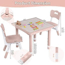 Toddler Table and Chair Set, Height Adjustable-Upgrade Kids Table and 2 Chairs for Ages 3-8, Multi-Activity Toddler Play Table with Graffiti Desktop for Home/Daycare/Classroom by CozyNest Decor