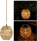 Hanging Solar Lantern Outdoor Waterproof, IP44 Boho Rattan Solar Hanging Light, Large Solar Lantern for Porch Yard Pathway Garden Decor(Bulb Included) by GreenHaven Gardens